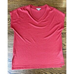ORVIS Shirt Sweater‎ Women's Size M Medium Red Knit V-Neck Short Sleeved